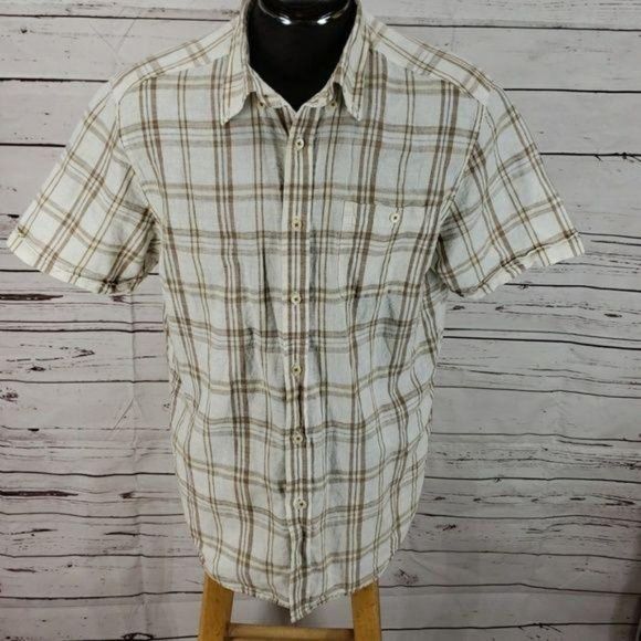Madison Men's Relaxed Linen Button Down‎ Short Sleeve Shirt Size Large - Picture 2 of 6